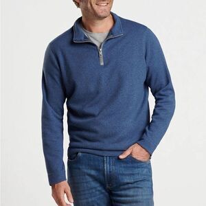 Peter Millar Quarter Zip Cotton Golf Pullover Navy Sz Mens M